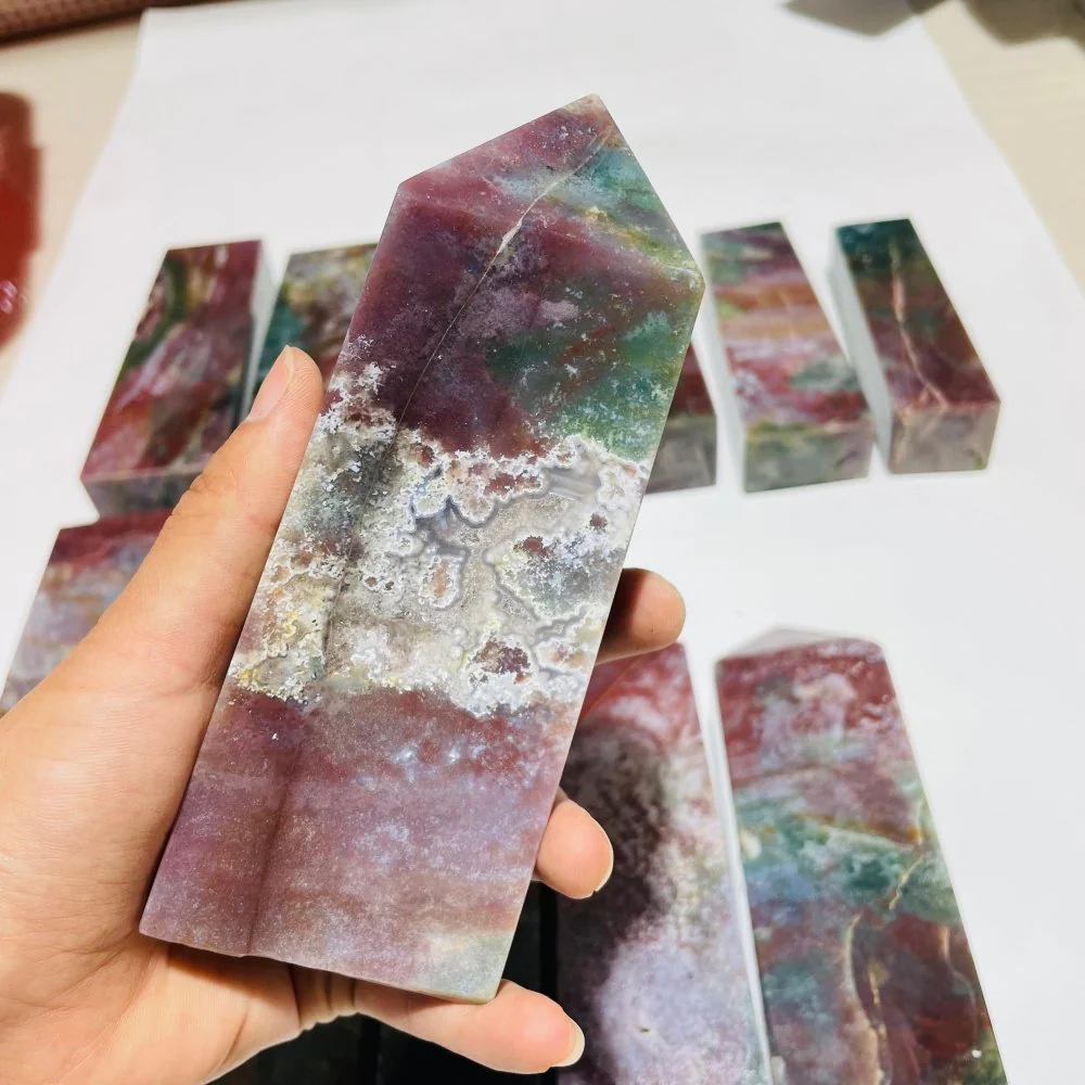 12 Pieces High Quality Ocean Jasper Four-Sided Tower Points - Image 4