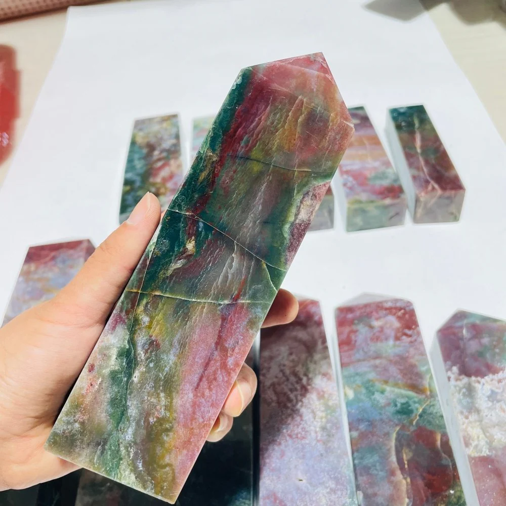 12 Pieces High Quality Ocean Jasper Four-Sided Tower Points - Image 5