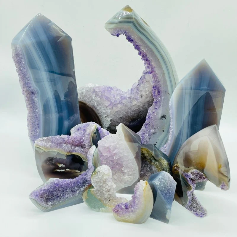 12 Pieces Polished Geode Amethyst Mixed Agate Leftover Tower - Image 3