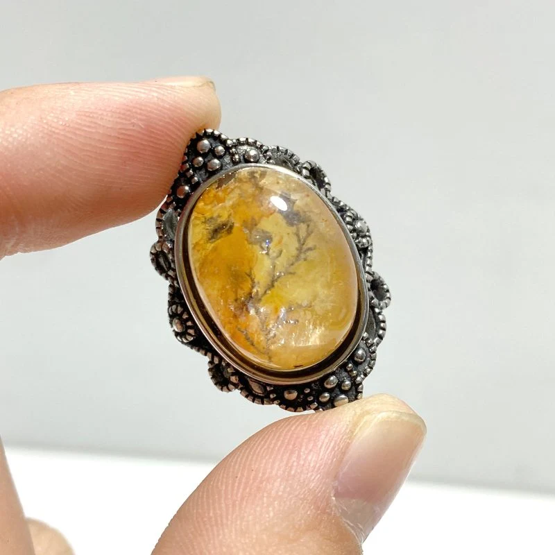 12 Pieces Rare Fire Quartz Dentritic Quartz Different Styles Rings