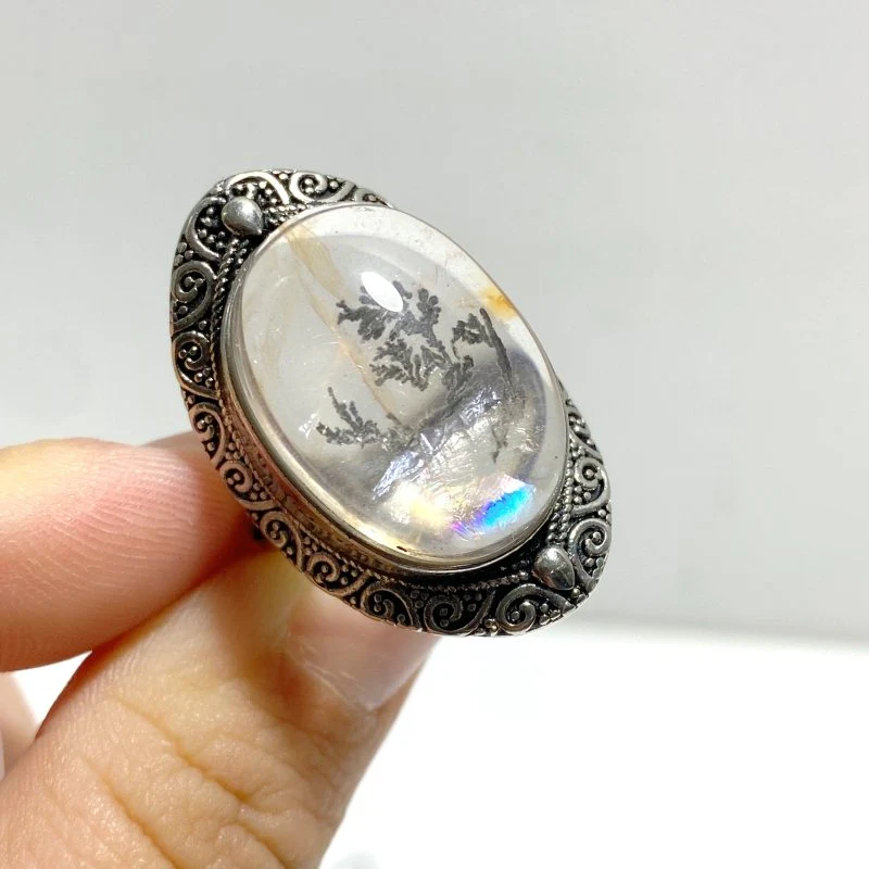 12 Pieces Rare Fire Quartz Dentritic Quartz Different Styles Rings - Image 4