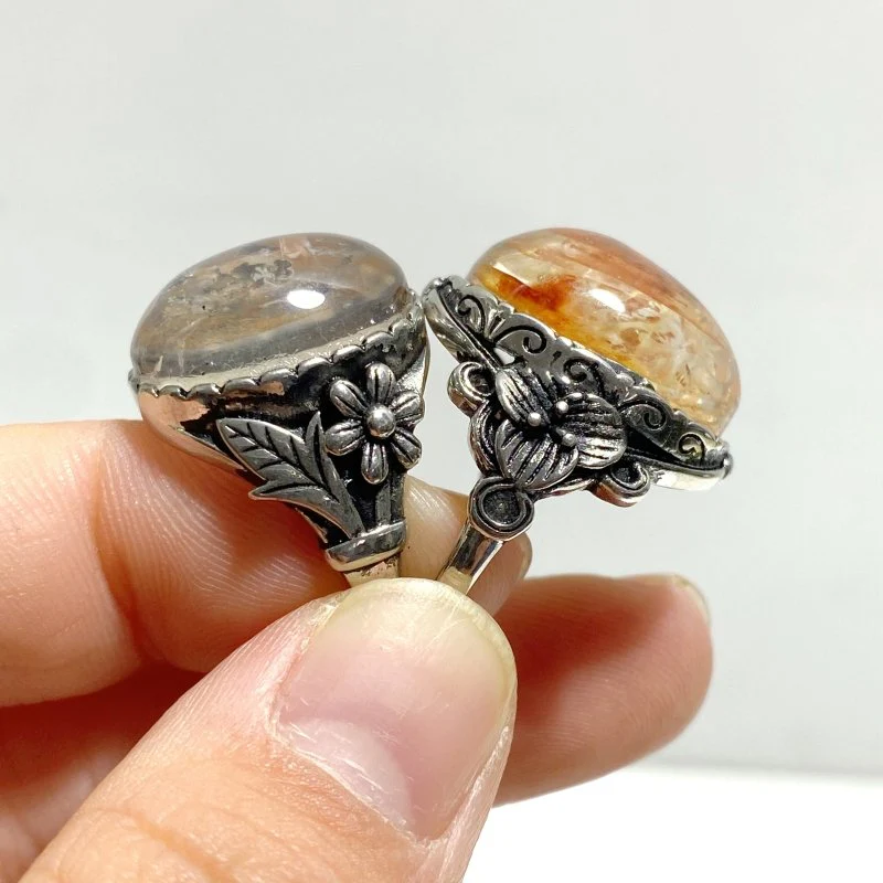 12 Pieces Rare Fire Quartz Dentritic Quartz Different Styles Rings - Image 7
