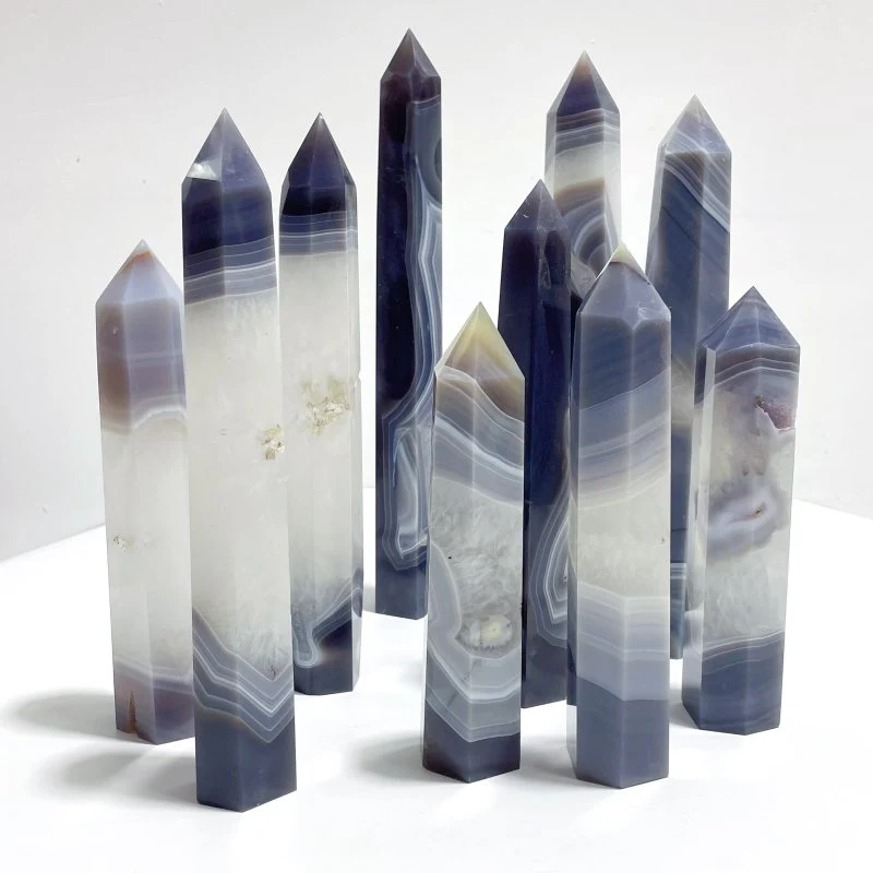10 Pieces Large Geode Druzy Stripe Agate Mixed Quartz Tower
