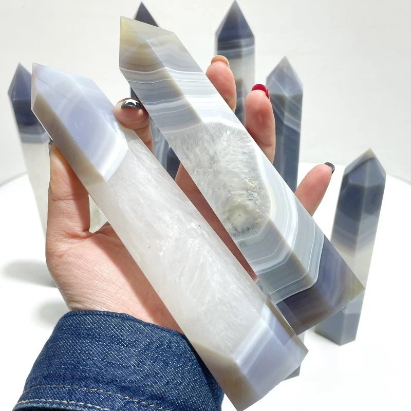 10 Pieces Large Geode Druzy Stripe Agate Mixed Quartz Tower - Image 2