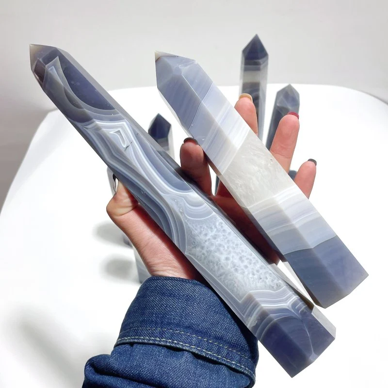 10 Pieces Large Geode Druzy Stripe Agate Mixed Quartz Tower - Image 3