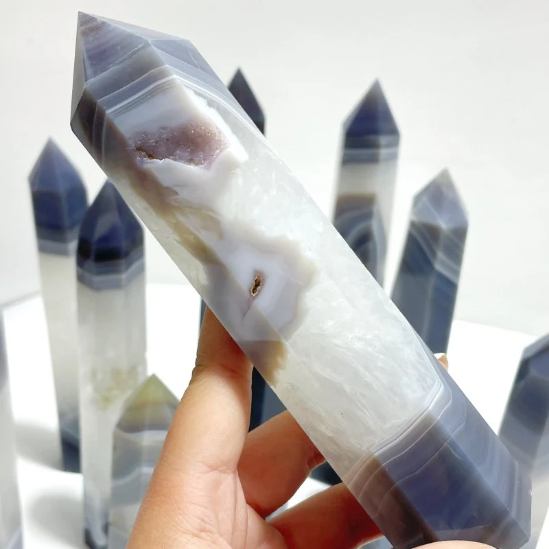 10 Pieces Large Geode Druzy Stripe Agate Mixed Quartz Tower - Image 5
