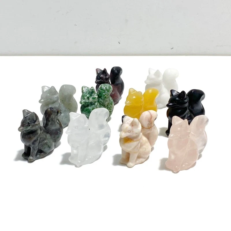12 Types Fox Carving Wholesale Rose Quartz Labradorite Yellow Calcite - Image 11