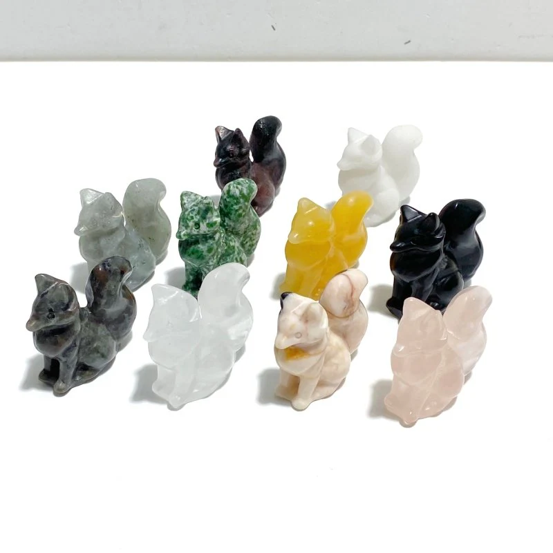 12 Types Fox Carving Wholesale Rose Quartz Labradorite Yellow Calcite - Image 12