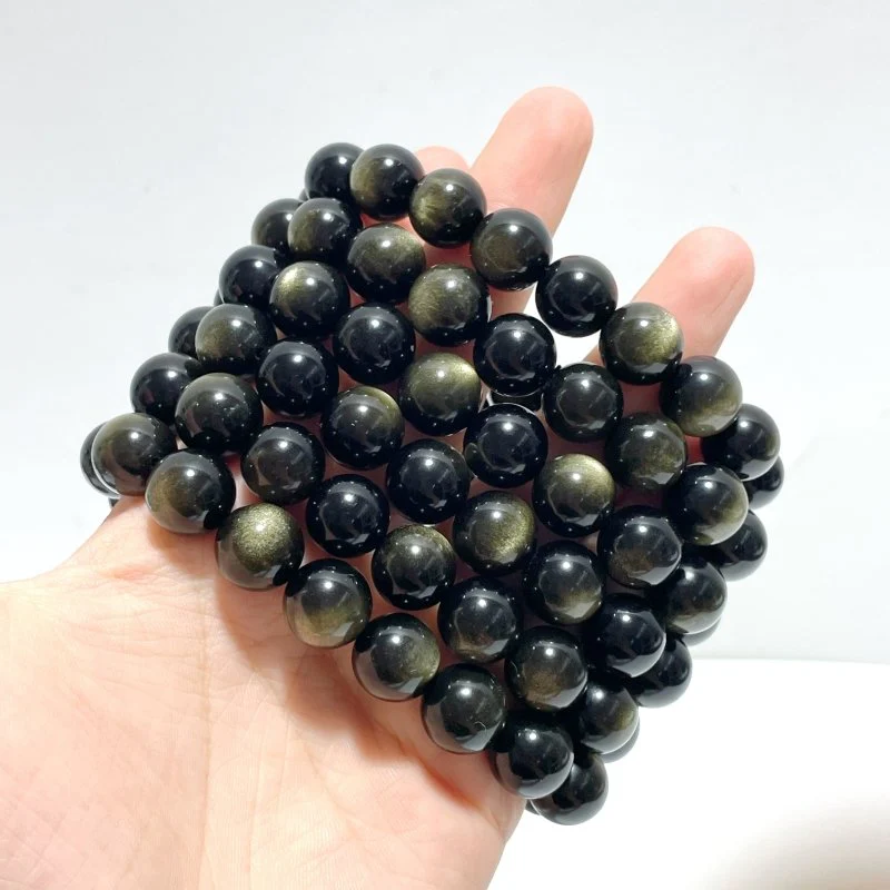 12mm Gold Sheen Obsidian Bracelets Wholesale