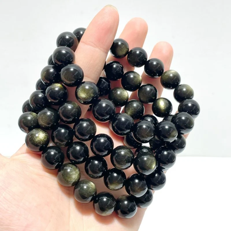 12mm Gold Sheen Obsidian Bracelets Wholesale - Image 2