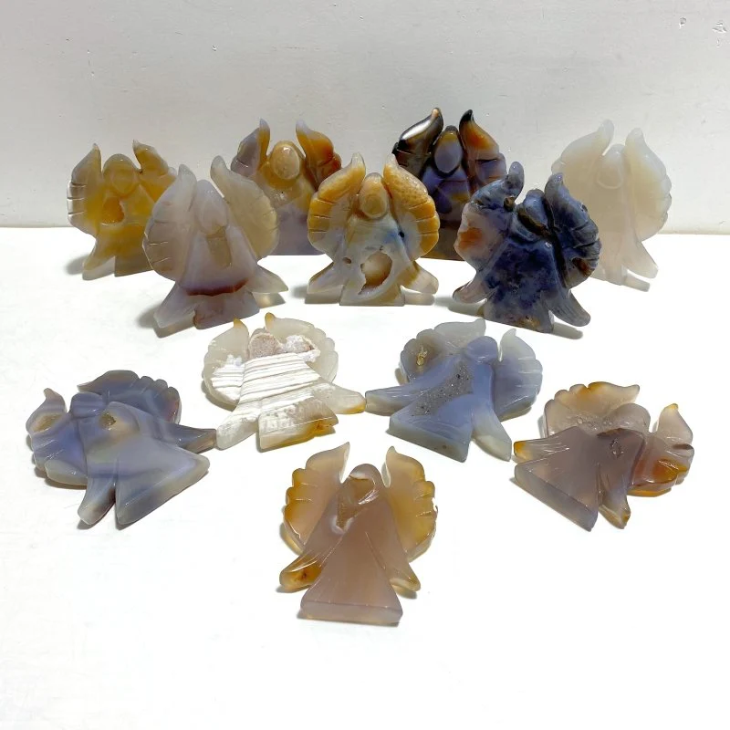 12 Pieces Geode Agate Druzy Angel Carving - Image 7
