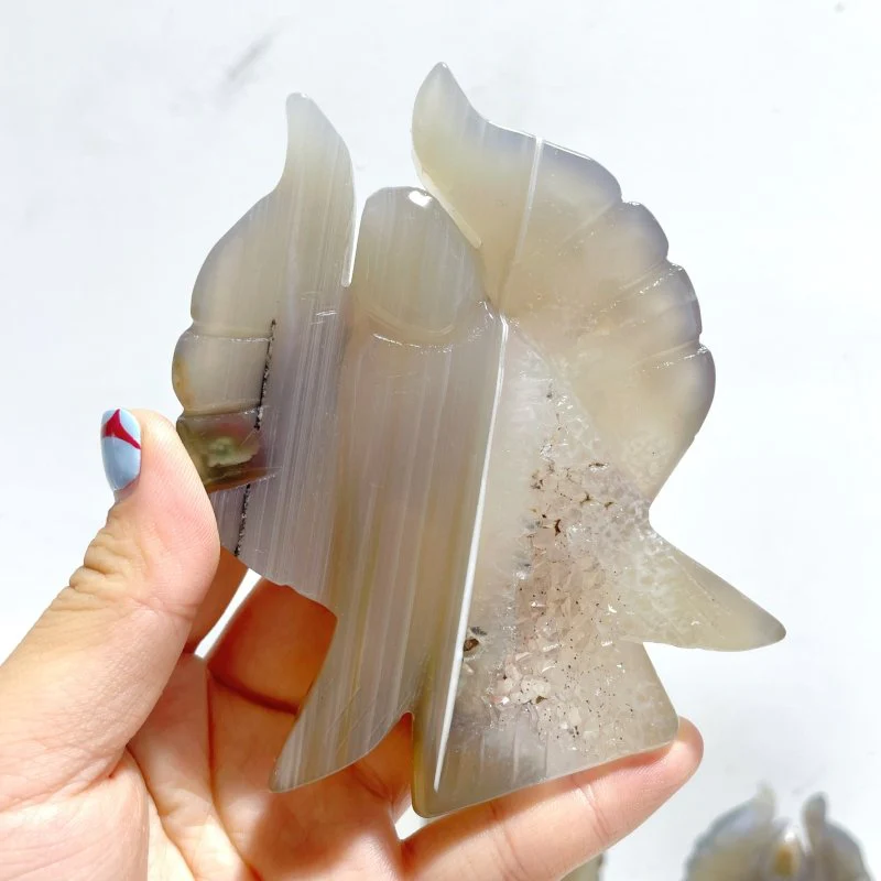 13 Pieces Geode Agate Druzy Angel Carving - Image 3