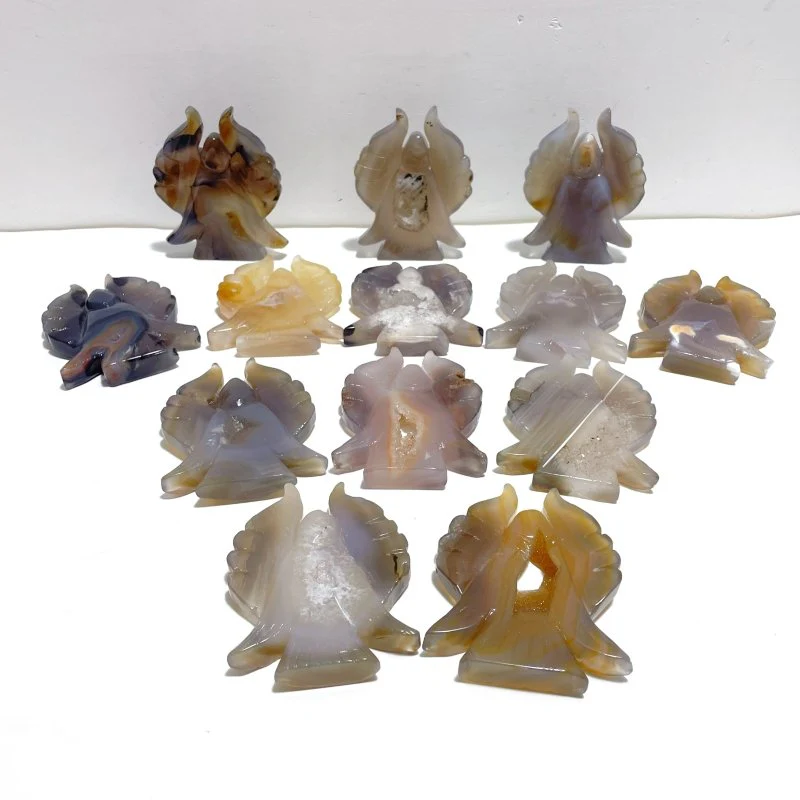 13 Pieces Geode Agate Druzy Angel Carving - Image 4