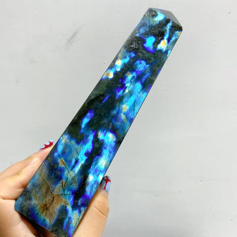 6 Pieces Beautiful Flash Labradorite Four-sided Tower Point - Image 2