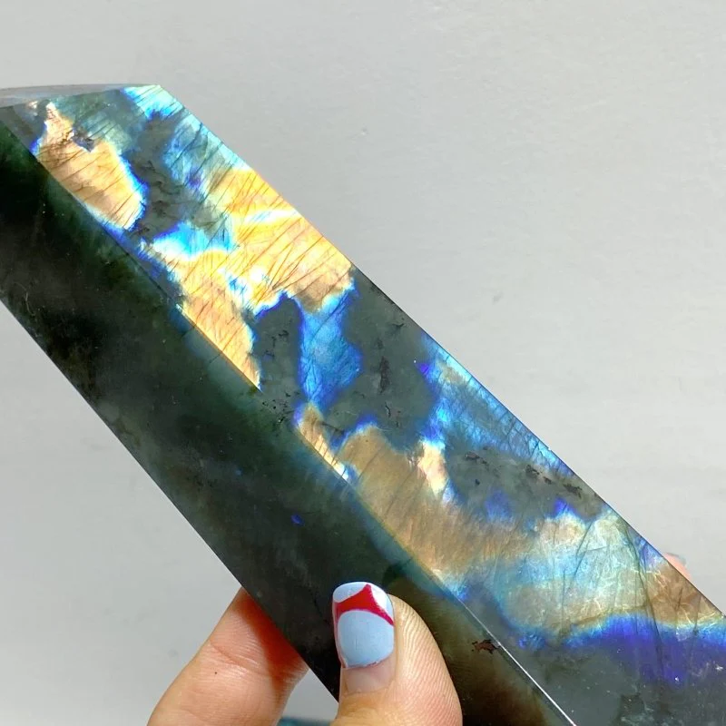 6 Pieces Beautiful Flash Labradorite Four-sided Tower Point - Image 7