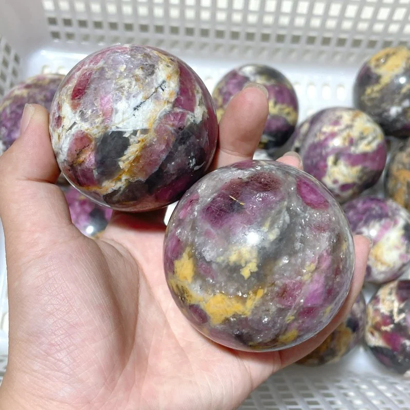 13 Pieces Pink Tourmaline Spheres Balls