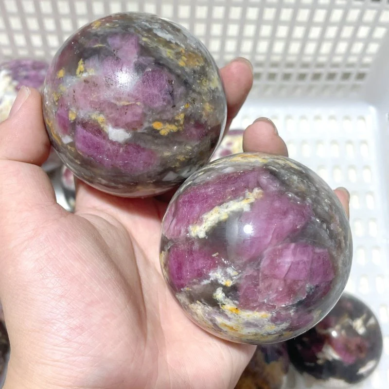 13 Pieces Pink Tourmaline Spheres Balls - Image 3