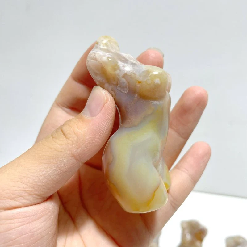 13 Pieces Sakura Flower Agate Goddess Carving - Image 3