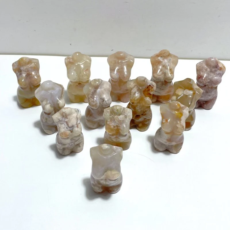 13 Pieces Sakura Flower Agate Goddess Carving - Image 5