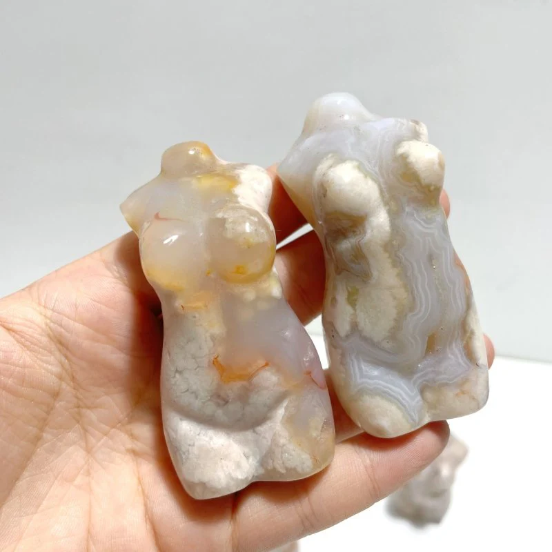 13 Pieces Sakura Flower Agate Goddess Carving - Image 8