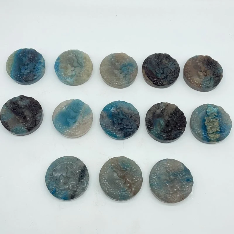 13 Pieces Trolleite Stone Nine-tailed Fox Crystal Carving - Image 4
