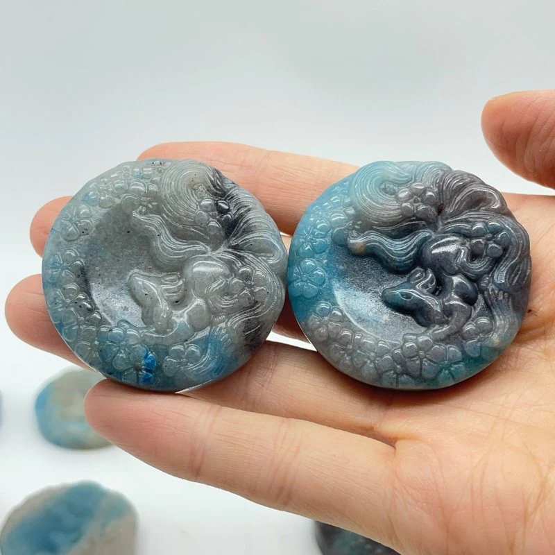 13 Pieces Trolleite Stone Nine-tailed Fox Crystal Carving - Image 5