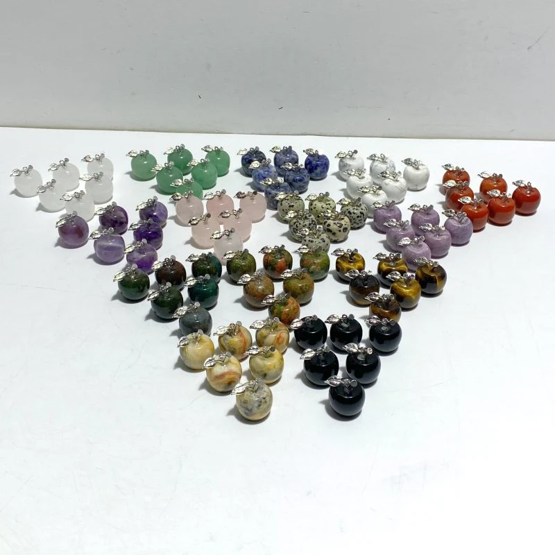 14 Types Small Apple Carving Wholesale Clear Quartz Green Aventurine Lepidolite - Image 2
