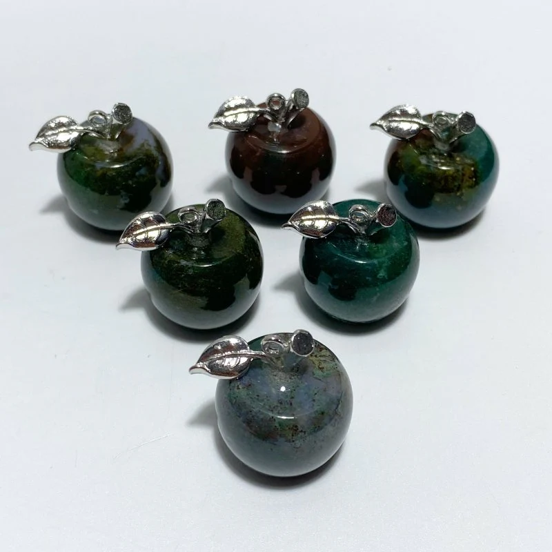 14 Types Small Apple Carving Wholesale Clear Quartz Green Aventurine Lepidolite - Image 8