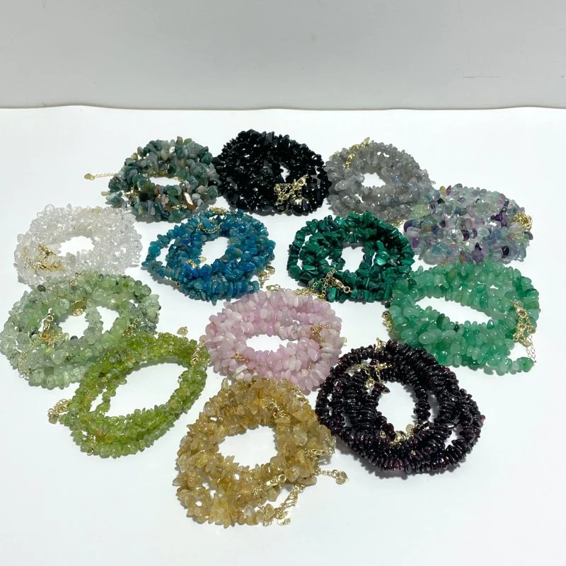 13 Types Chip Bracelets Wholesale Obsidian Rutile Quartz Clear Quartz