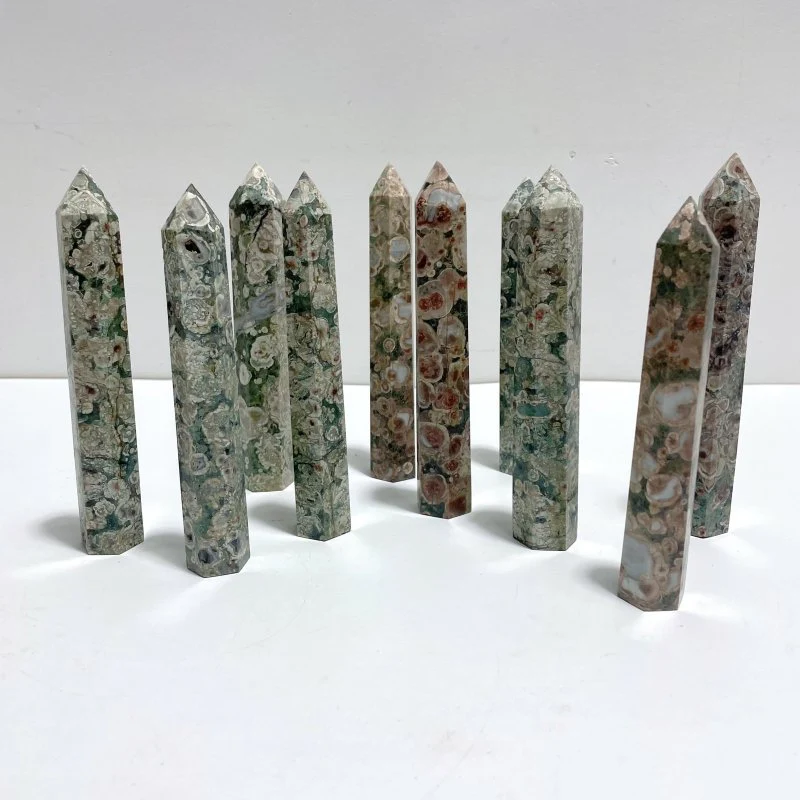 14-16CM Green Sakura Flower Agate Tower Point Wholesale