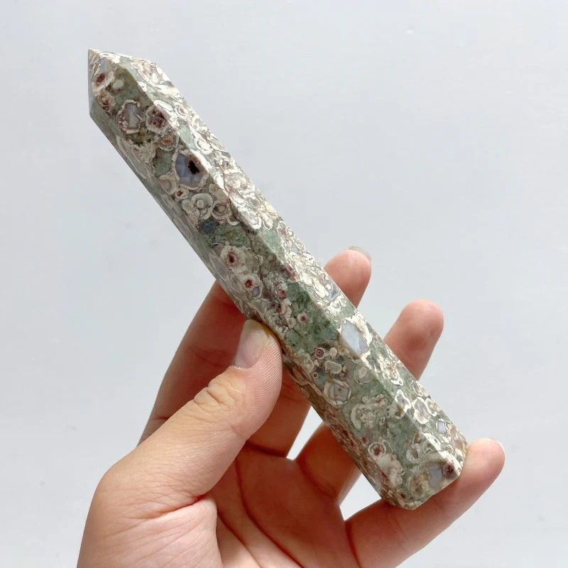 14-16CM Green Sakura Flower Agate Tower Point Wholesale - Image 2