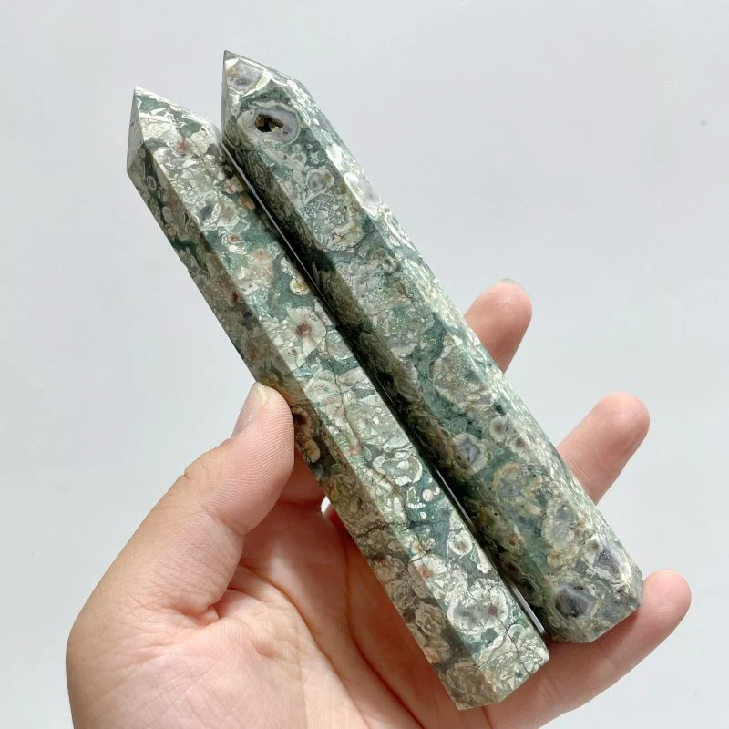 14-16CM Green Sakura Flower Agate Tower Point Wholesale - Image 3