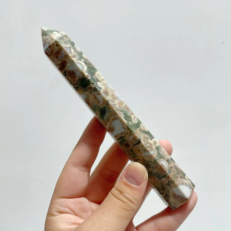 14-16CM Green Sakura Flower Agate Tower Point Wholesale - Image 4