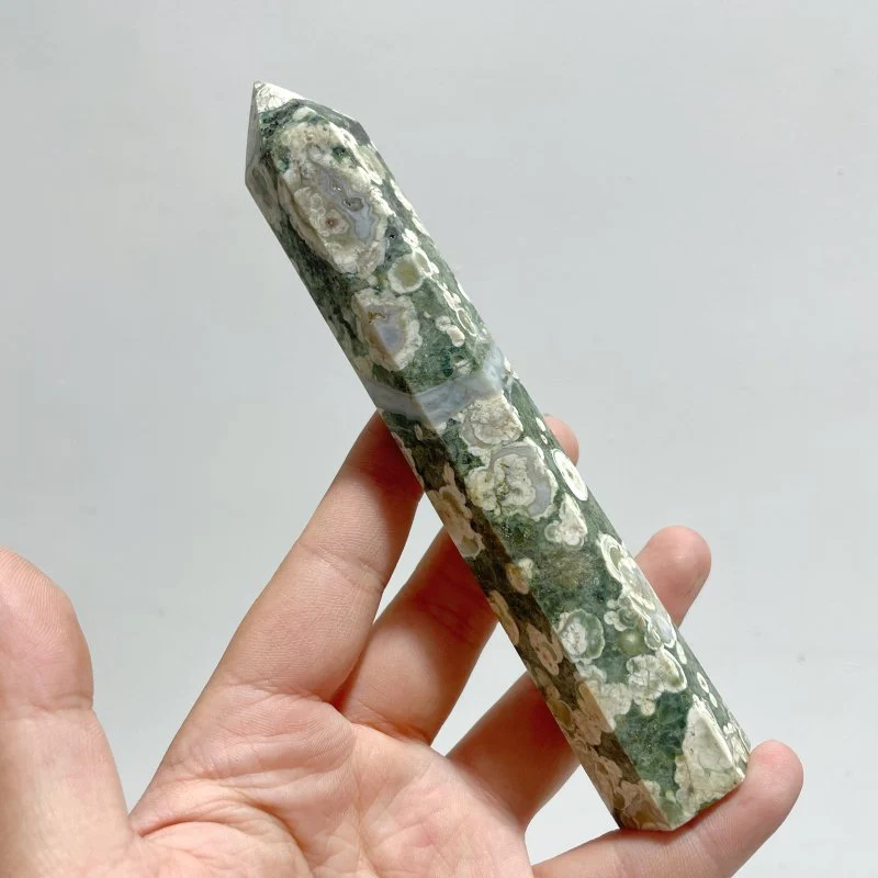 14-16CM Green Sakura Flower Agate Tower Point Wholesale - Image 6