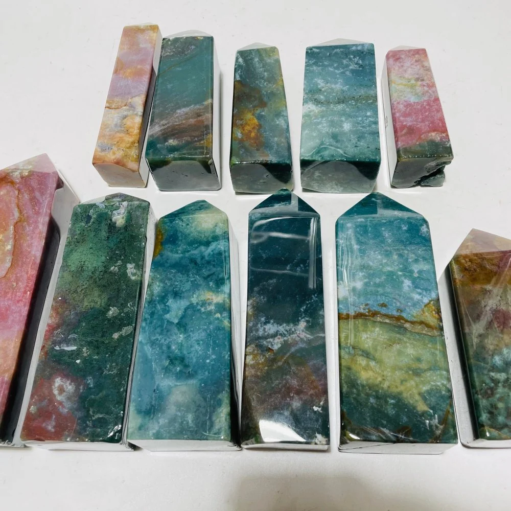 11 Pieces Colorful Ocean Jasper Four-Sided Tower Points - Image 5