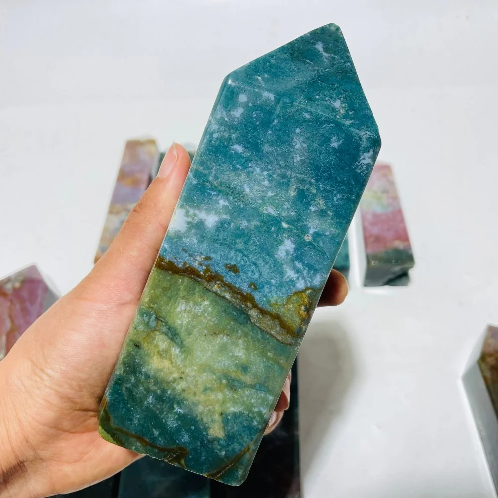 11 Pieces Colorful Ocean Jasper Four-Sided Tower Points - Image 6