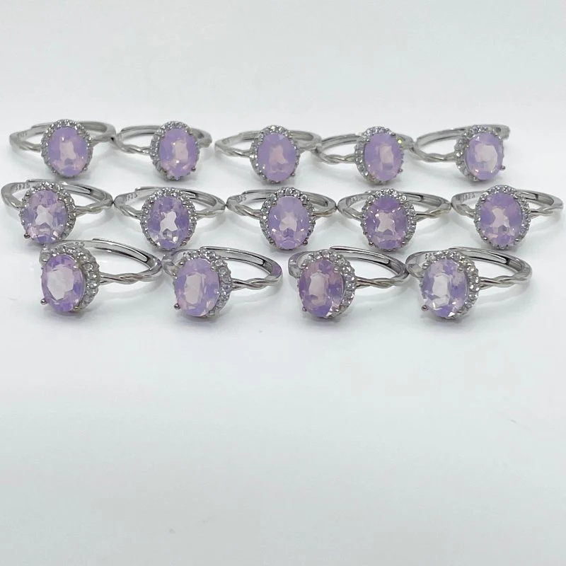 14 Pieces S925 Lavender Quartz Cut Faceted Ring Style #3