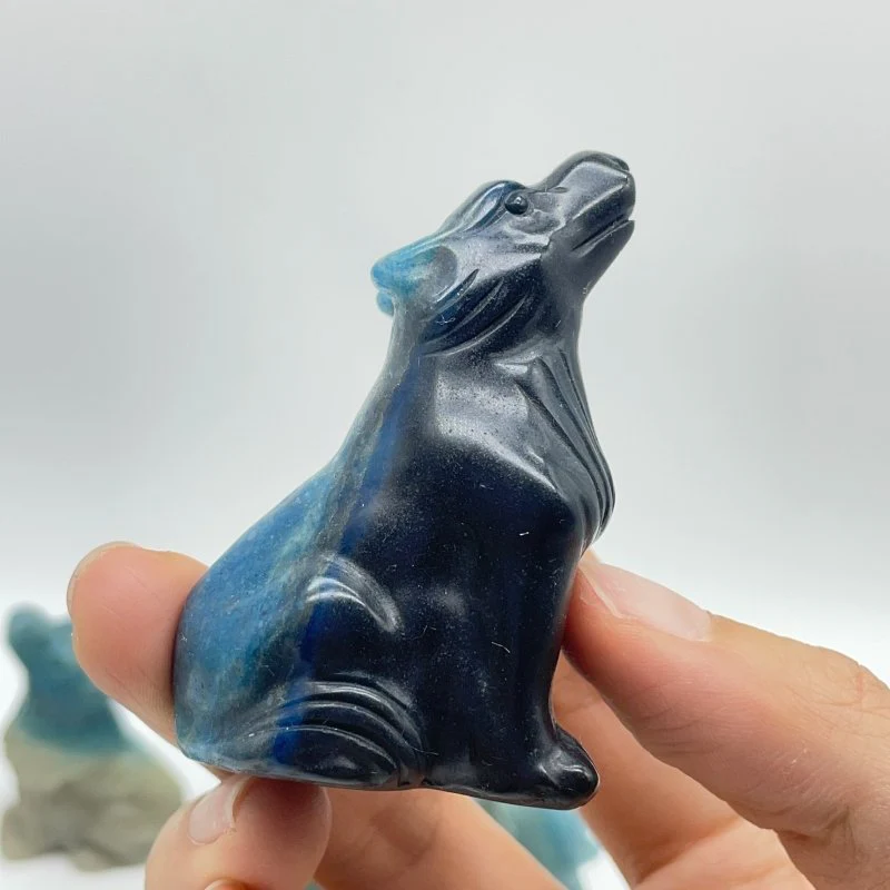 14 Pieces Trolleite Stone Wolves Crystal Carving
