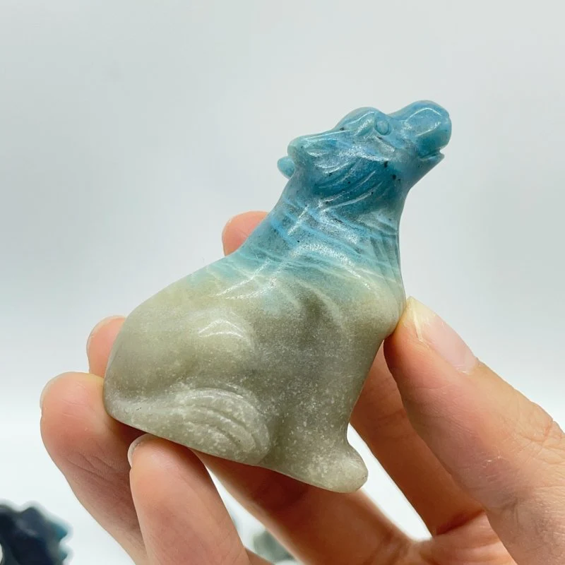 14 Pieces Trolleite Stone Wolves Crystal Carving - Image 2