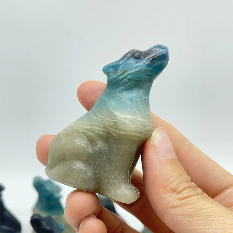 14 Pieces Trolleite Stone Wolves Crystal Carving - Image 4