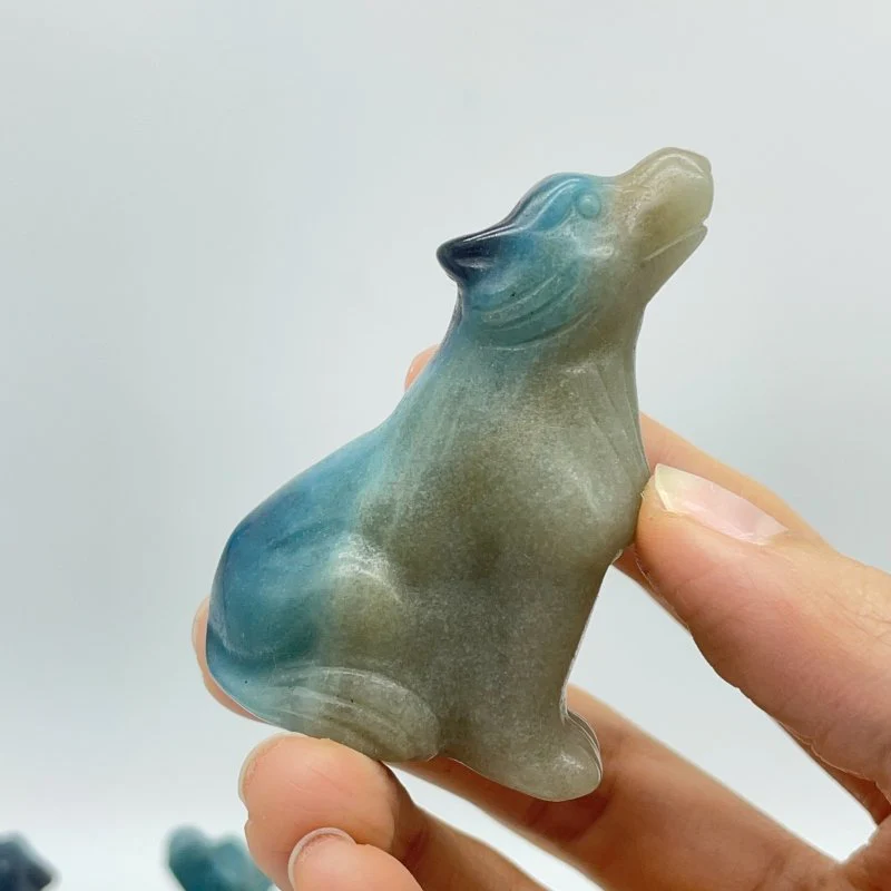 14 Pieces Trolleite Stone Wolves Crystal Carving - Image 6