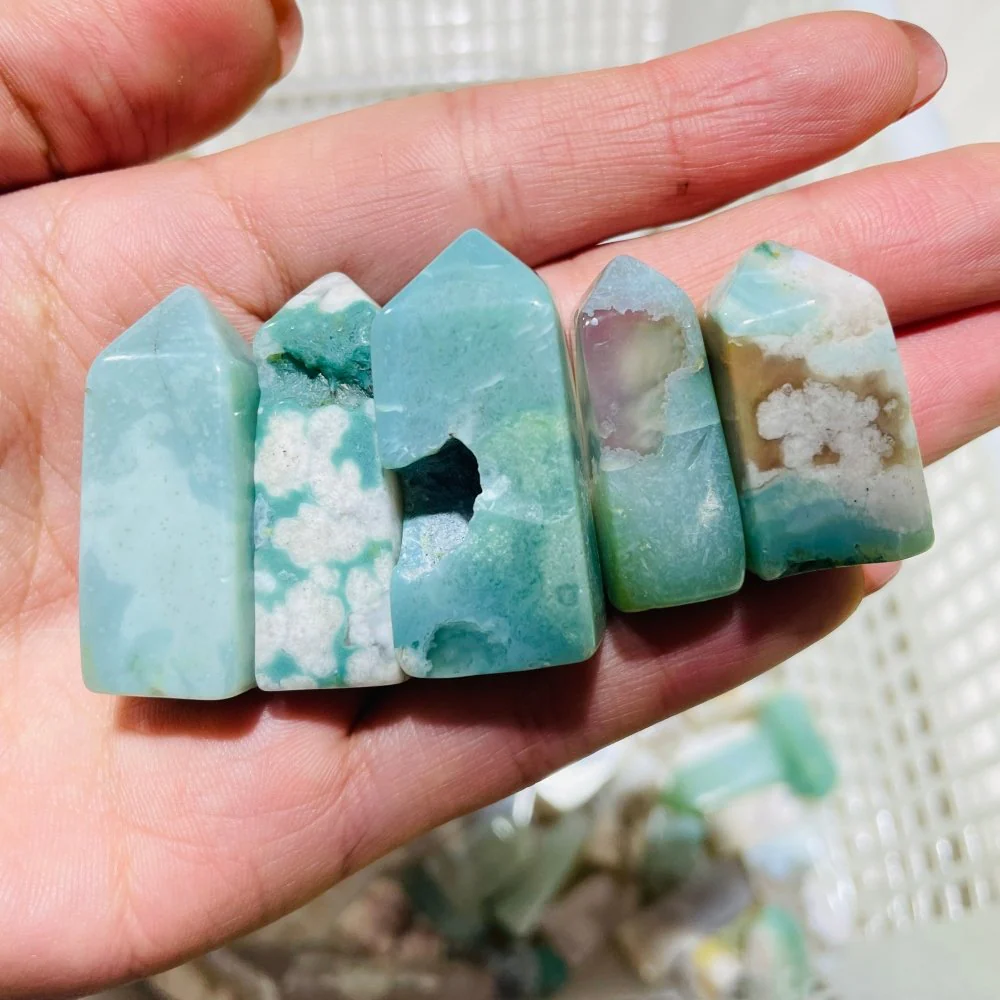 149 Pieces Mini Sakura Flower Agate Four-Sided Tower Points - Image 6