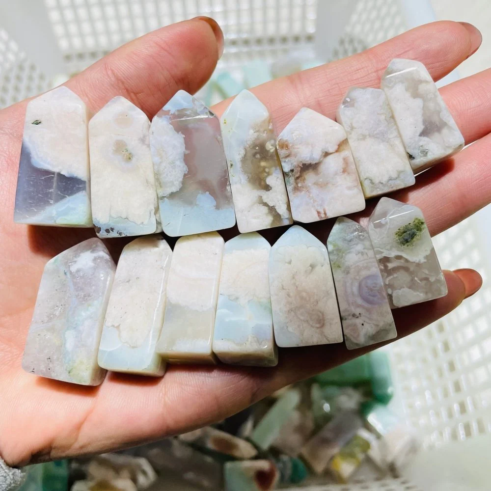 149 Pieces Mini Sakura Flower Agate Four-Sided Tower Points - Image 7