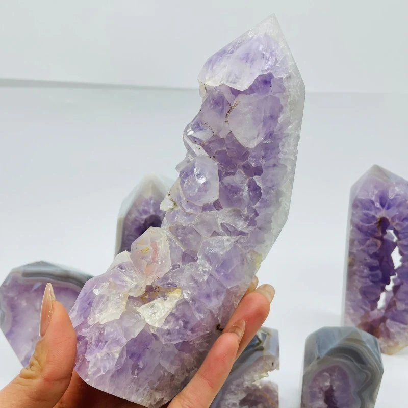 7 Pieces Geode Amethyst Agate Tower Points - Image 4