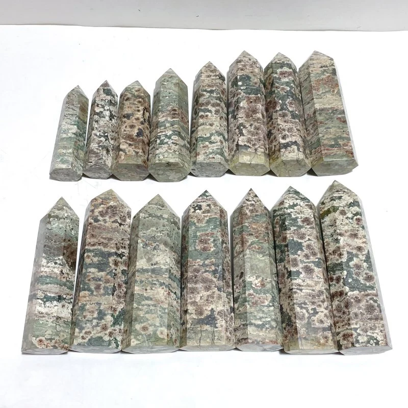 15 Pieces Green Sakura Flower Agate Point