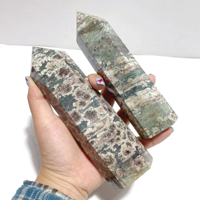15 Pieces Green Sakura Flower Agate Point - Image 6
