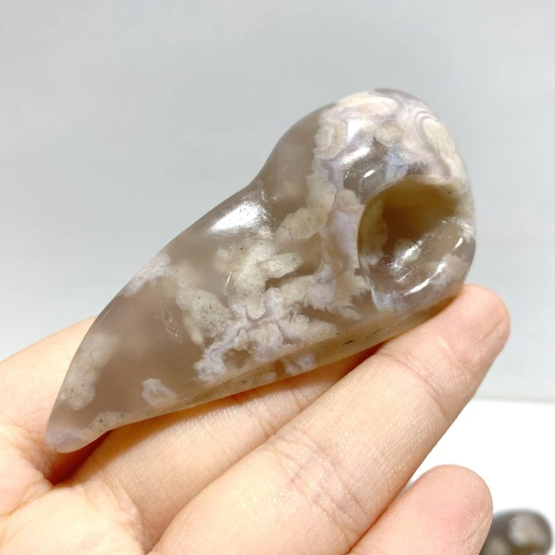 18 Pieces Sakura Flower Agate Crow Skull Carving - Image 2