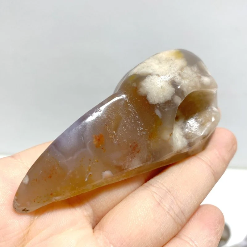 18 Pieces Sakura Flower Agate Crow Skull Carving - Image 3