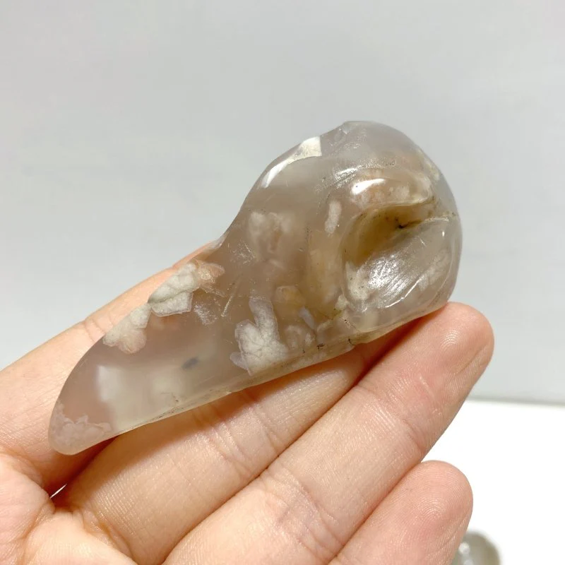 15 Pieces Sakura Flower Agate Crow Skull Carving - Image 7