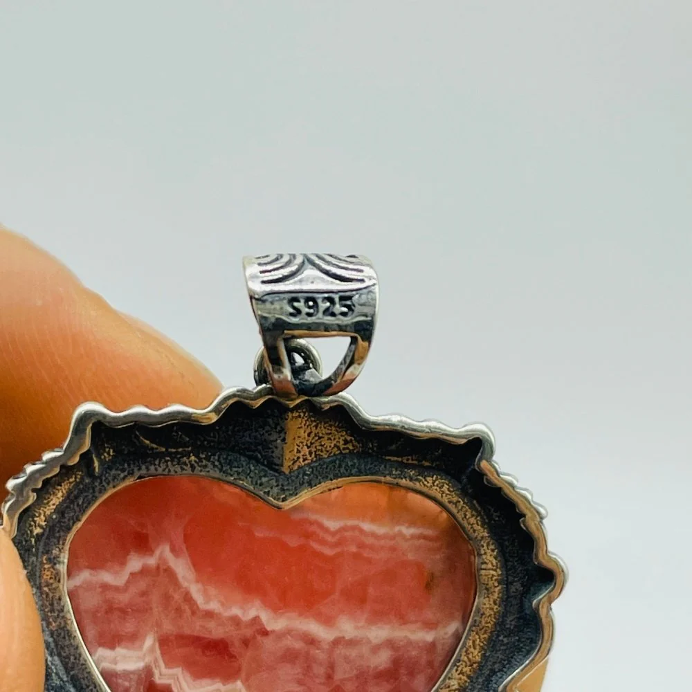 15 Pieces Sterling Silver Heart Rhodochrosite Different Styles Beautiful Pendant - Image 6